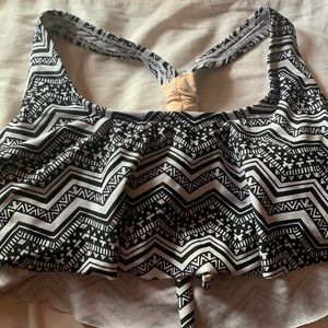 xhilaration,bathing suit top, black n white, size large